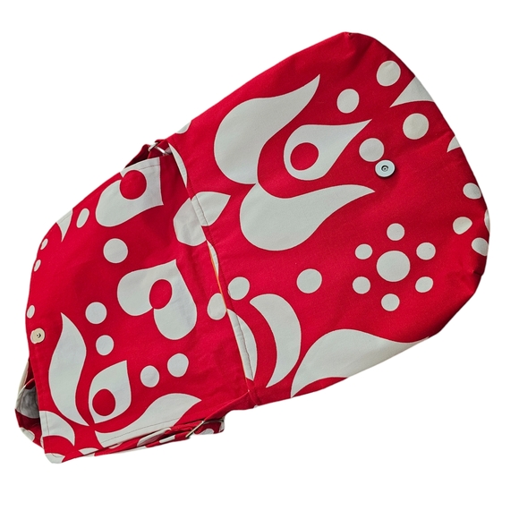 Tara Hubbard Floral Fabric Upholstery Messenger Bag Red and White Patterned - Picture 6 of 8